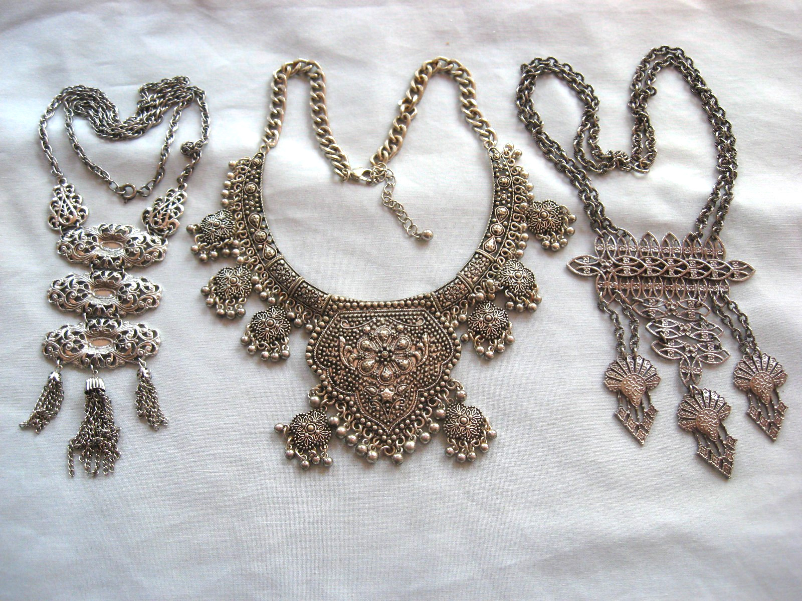 Three Middle Eastern Style Silver Tone Necklaces - image 8