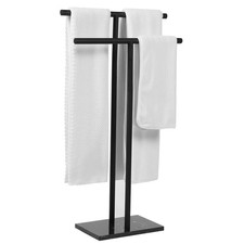 Free Standing Towel Rack - Matte Black Finish with Marble Base