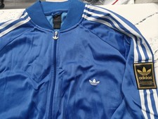 Vintage Adidas Originals Firebird Tracksuit Jacket Fleece Line Blue Mens Size XL