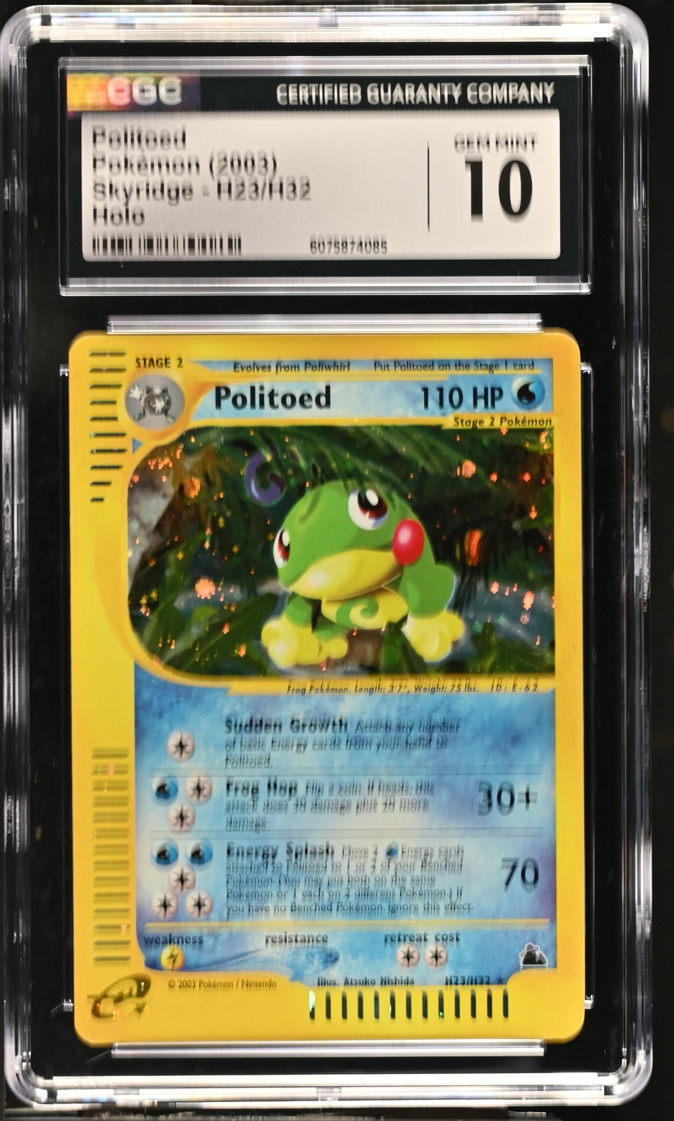 CGC 10 GEM MINT Politoed 2003 Skyridge H23/H32 Holo Pokemon Card