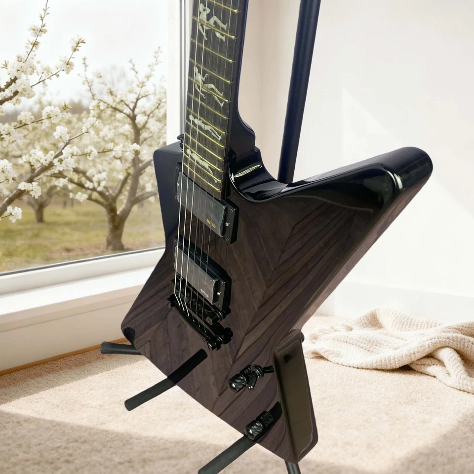 ESP Custom E-Gitarre Black Explorer EMG Tonabnehmer Weihnachtsgeschenk HH Tonabnehmer - Bild 3 von 4