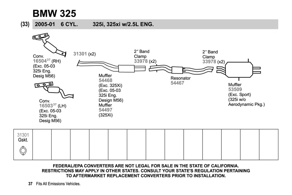 For BMW X5 2001-2006 Walker Fiber w Steel Core 2-Bolt Exhaust Pipe Flange Gasket Foto 4 de 4