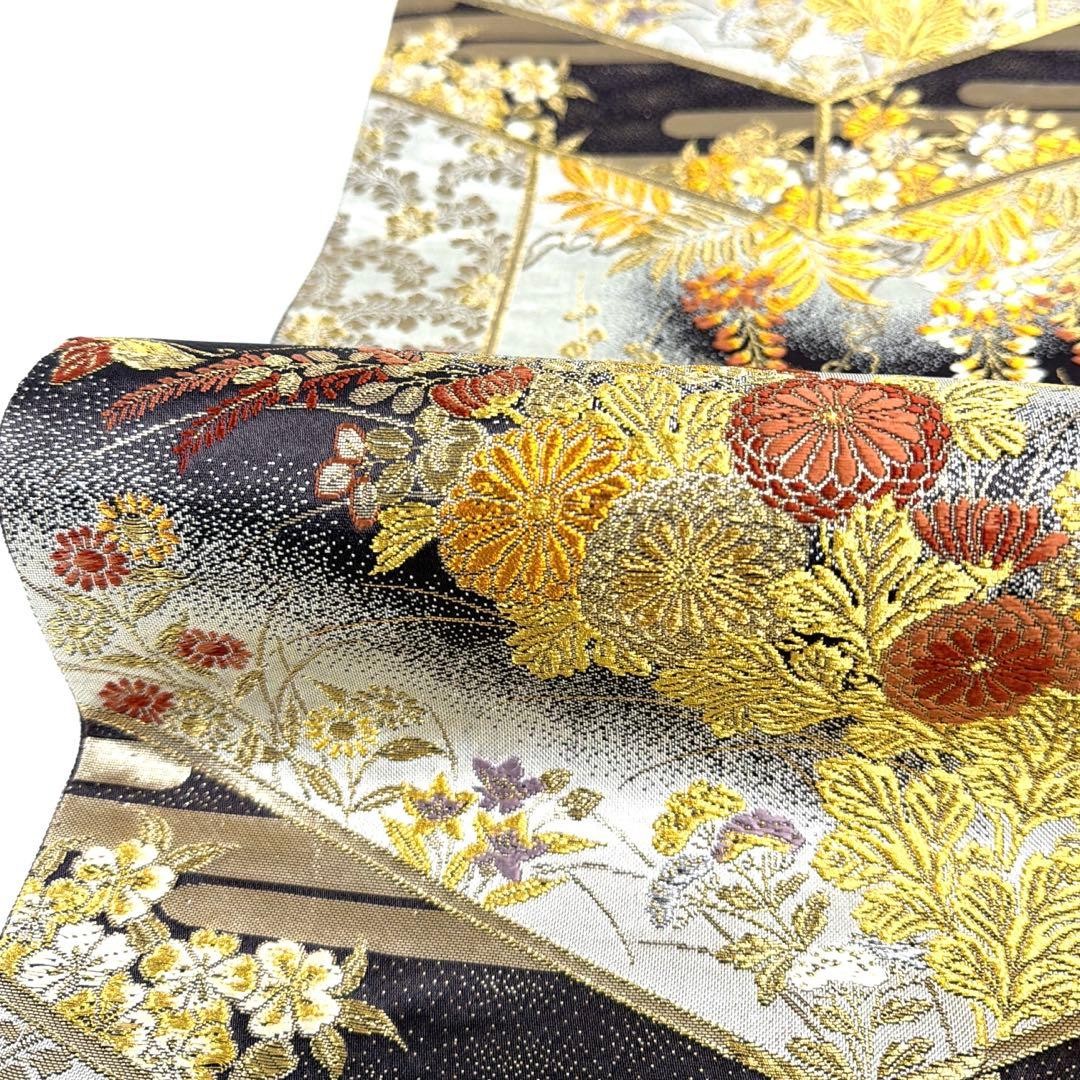 Japanese Kimono Obi 799 Pure Silk Karaoke 6-Way Fukuro Obi Belt | eBay