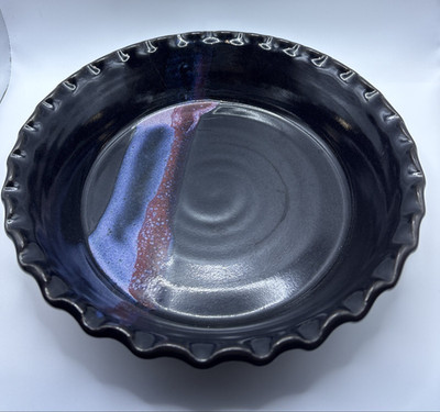 Handmade Stoneware Clay Fluted Pie Dish Bruning Studio Art Pottery Seattle