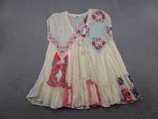 Free People Floral V Neck Flowy Semi Sheer Sundress Midi Women's Size S Boho