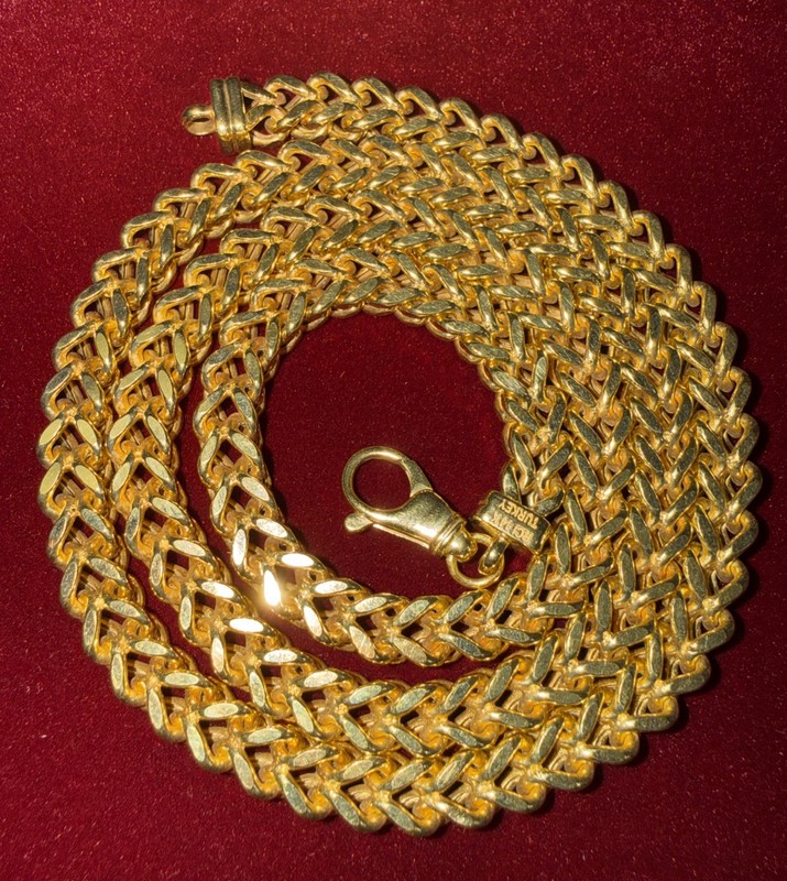 14k Yellow Gold Solid Square Franco Chain 24 Inches 6.4mm 35.61 grams