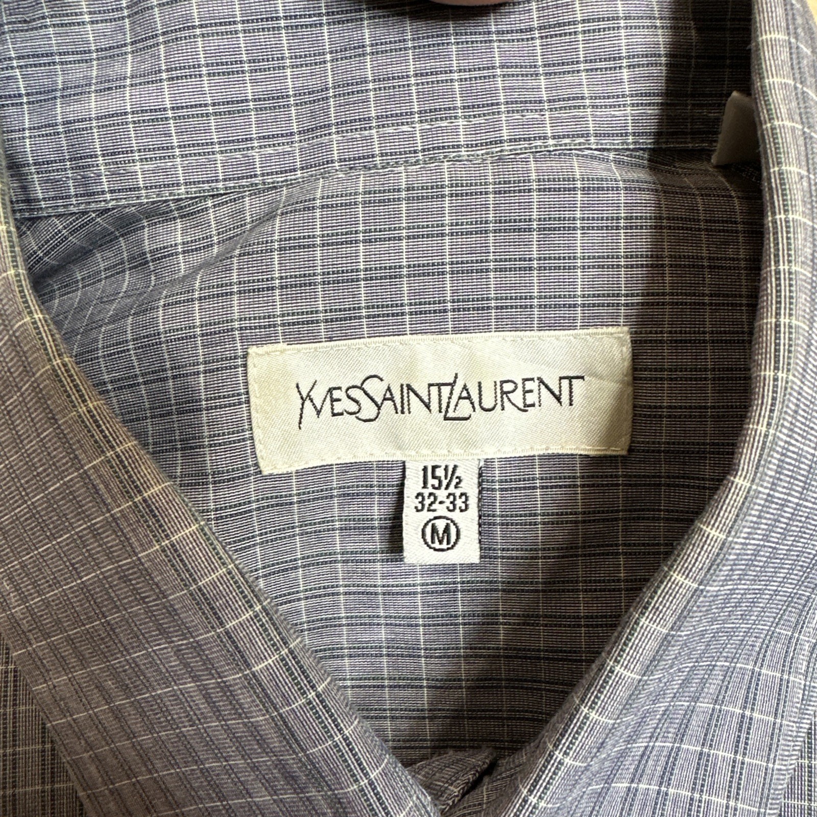 Camicia uomo vintage Yves Saint Laurent taglia M 15 1 2 32 33 righe blu abbottonata