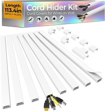 113.4in Cord Hider Kit Self-Adhesive Cable Covers for 2-4 Wires Paintable White