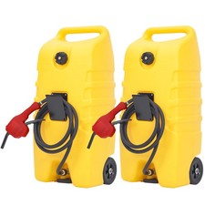 2Pcs Fuel Caddy 53L Portable Diesel Tank On-Wheels with Fuel Gauge 10ft Hose