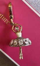 Juicy Couture Gold Tone Crystal Ballerina Ballet Dancer Charm 