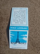 Vintage World Landmark Matchbook Eiffel Tower  Ephemera Advertisement