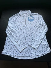 NWT WOMEN'S SAN SOLEIL 1/4 ZIP PULLOVER, SIZE: XL, COLOR: WHITE/GOLD (J569)