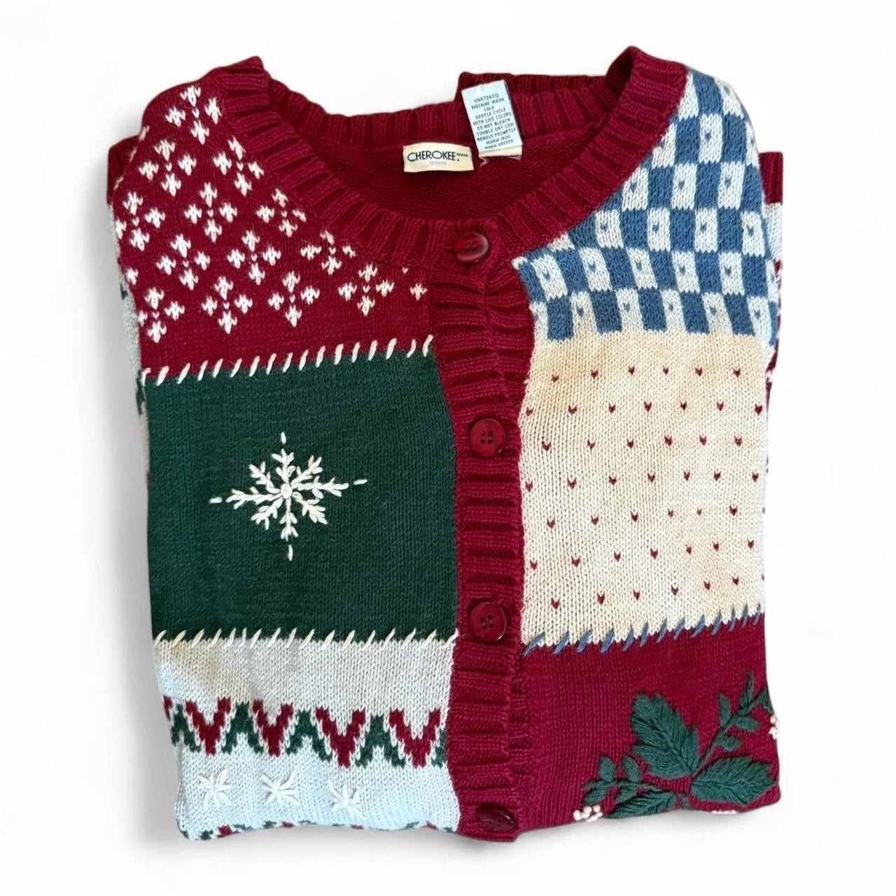 Cherokee Women's Patchwork Christmas Cardigan Swe… - image 1