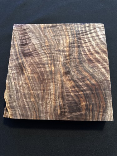 Noce riccio, legno artigianale, 10” lungo, 10” largo, spessore 1 5/8”, secco