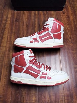 Amiri Skeleton Bone White Red Mens High Sneakers - Size 11US - 100% AUTHENTIC