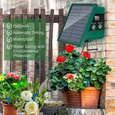 Solar Drip Irrigation Kit-10M Hose &10 Tips,10 Programs for Indoor/Outdoor Plant