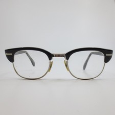 Vintage UCC 1/10 12K Gold Filled Browline Eyeglasses Black Silver 46-22 30386