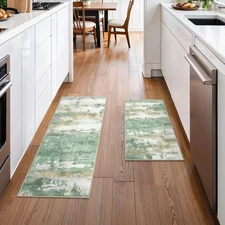 Kitchen Rugs Sets of 2 Non Slip Washable Kitchen Mats for Floor, Waterproof A...
