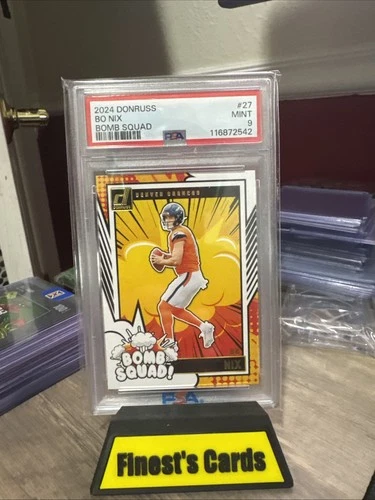 2024 Panini Donruss - Bomb Squad Bo Nix #27 (RC) - PSA 9