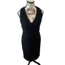 NWT W by Worth Black Textured V Neck Sleeveless Mini Dress Sz 2 Party Whimsigoth