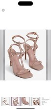 Express Soft Blush Gold Stud Strappy Block He...
