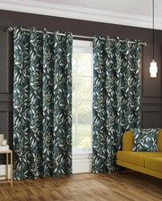 Image of Pair 100% Blackout Curtains Green Sundour Madrid