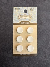 Sew-Ology White Concave Shank Buttons ½” (13mm) – 6 Pc – New on Card