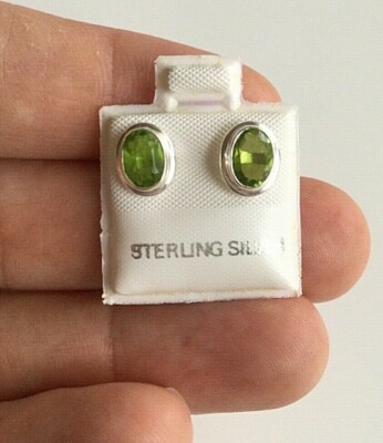 925 SILBER PERIDOT EDELSTEIN OHRRINGE / ARETES DE PERIDOTO EN PLATA 925