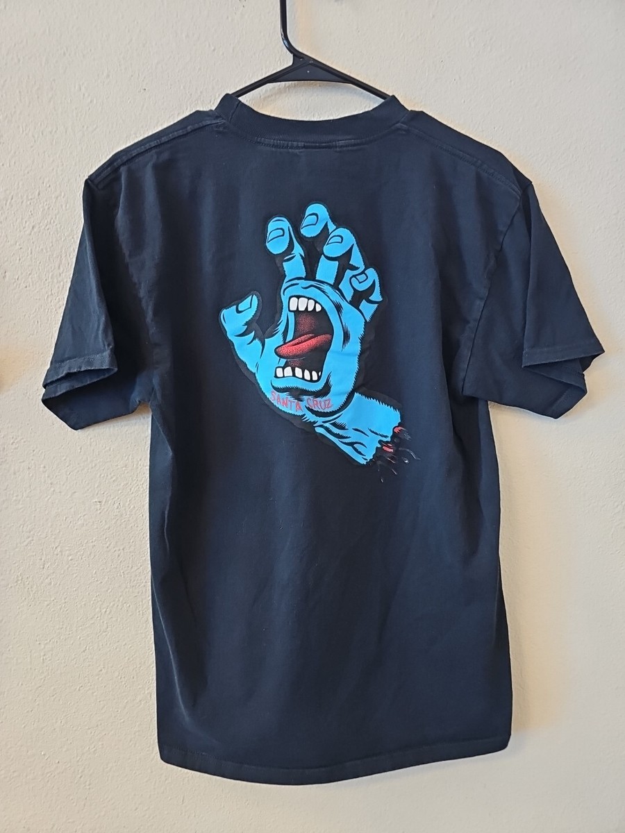 Santa Cruz - Blue Screaming Hand Mouth Black Shirt Men's T Shirt