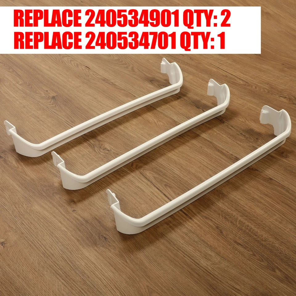 Barra de retención de estante de puerta de 3 piezas para refrigerador Frigidaire 240534701 240534901 Foto 2 de 4