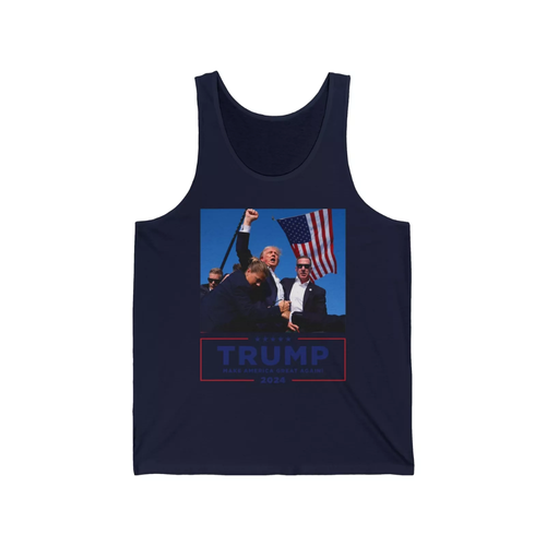 Trump Shot Assassination Attempt Tank Top With Flag #TRUMP2024 - Picture 5 of 6