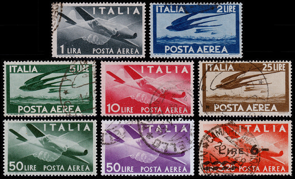 Italy Scott C106-C107, C109-C110, C112-C114, C115 (1945-47) Used/Mint H F-VF B