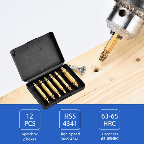 6/12× Broken Bolt Remover Fast Damaged Screw Extractor Speed Out Drill Bits Tool - Picture 5 of 13