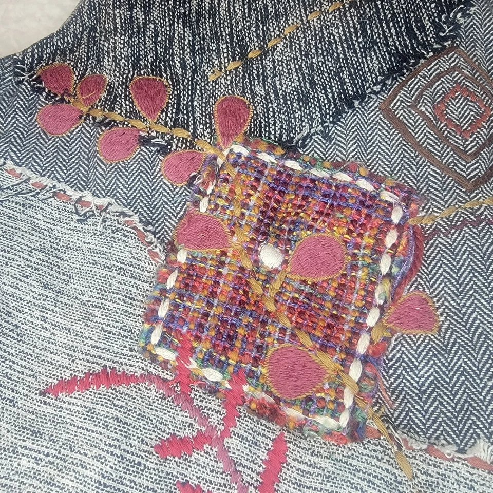 Chaleco Chicos Pequeño Patchwork Bordado Sashiko Excéntrico Boho Friends Arte Años 90 Foto 3 de 4