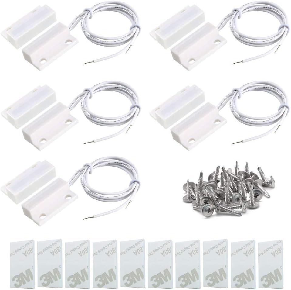 5pcs Recessed Wired Security Window Gate Contact Sensor Alarm,Magnetic Reed Door