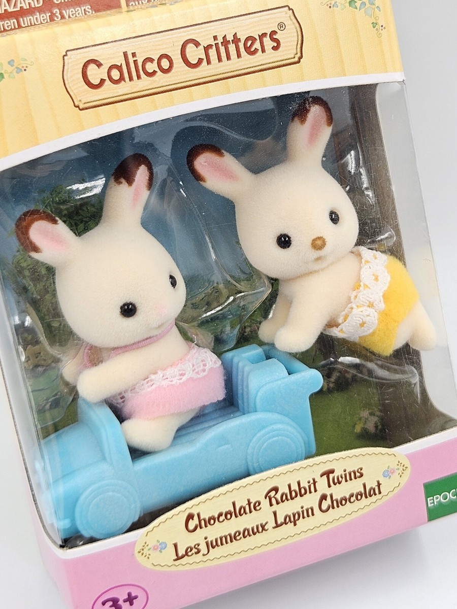 Brand New Epoch Calico Critters Set Chocolate Rabbit Twins Kabe