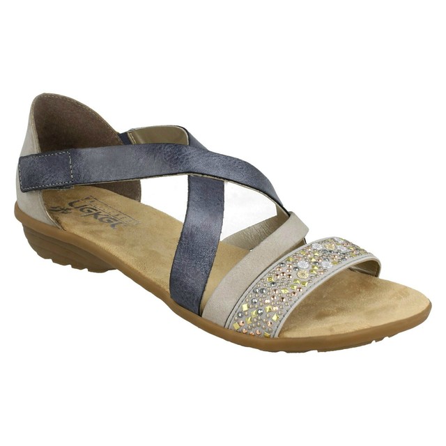 LADIES RIEKER V3405 HOOK & LOOP LOW HEEL CASUAL SUMMER PARTY SANDALS VEGAN SIZE | eBay