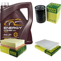 MANN-FILTER Inspektionspaket 5L Mannol Energy Combi Ll 5W-30 FüR Audi A4 2.0