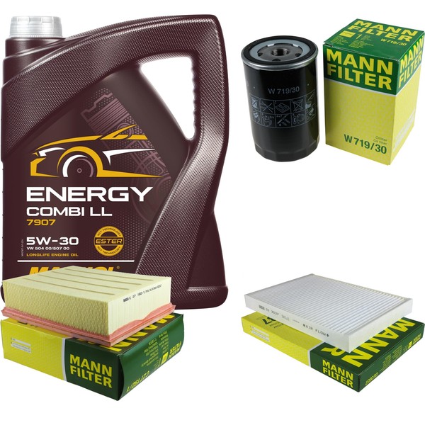 MANN-FILTER Inspektionspaket 5L Mannol Energy Combi Ll 5W-30 FüR Audi A4 2.0-image