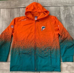 RARE-Vintage-Miami-Dolphins-Reebok-NFL-Full-Zip-Hoodie-Sweater-Size-Mens-XL