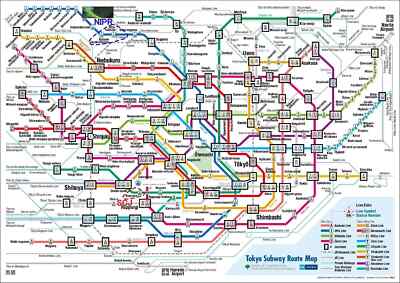 Tokyo Subway Route Map Wall Decor Print Poster