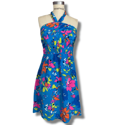 Shoshanna Women's Size 8 Cocktail Dress Blue Fit Flare Halter Knee Length |  eBay