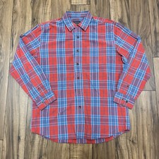 Pendleton Button Up Dress Shirt Red Blue Plaid Men  s Size Large L