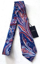 Daniel Cremieux Neck Tie Nwt Blue Multi Silk Made in Italy