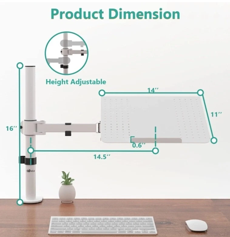 One Laptop Tray Desktop Mount White - WALI M00LP-W - Image 4 of 4