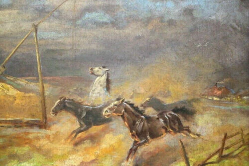 Signierte Malereien mit Pferde-Motiv