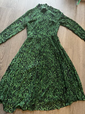 Whistles Green Leopard Dress Size 4 | eBay UK