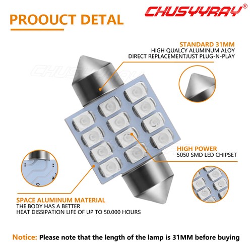 Bombilla de lectura domo interior LED de 31 mm para Toyota Camry Collora Tacoma - Imagen 7 de 15
