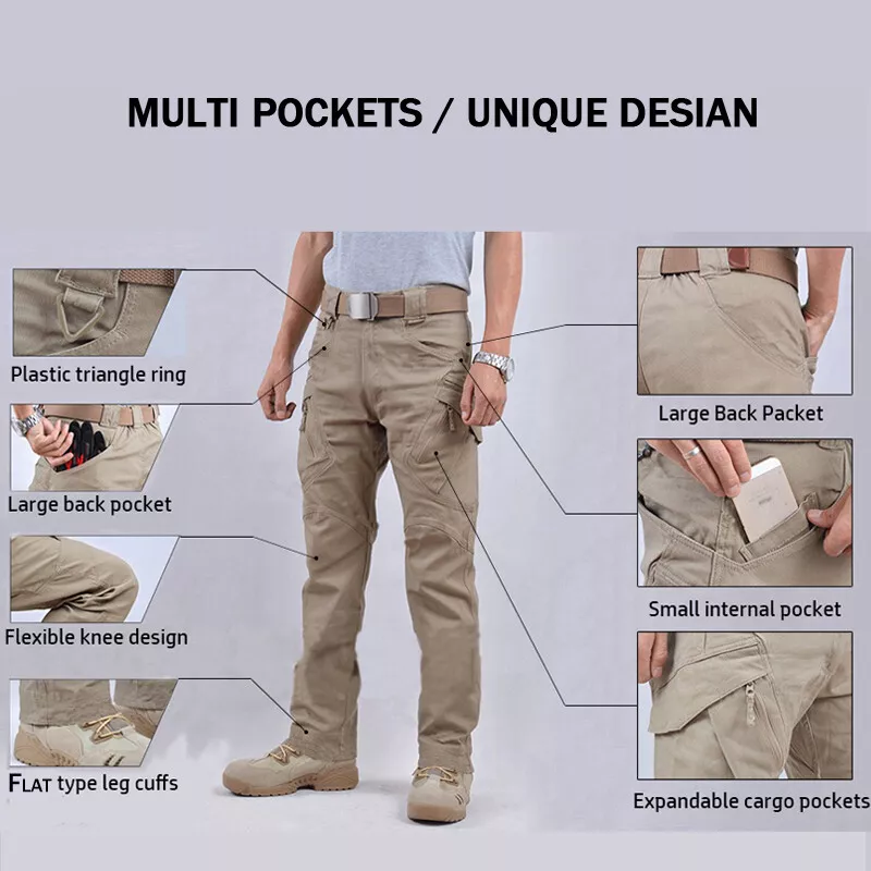 US Men Tactical Cargo Pants Soldier Straight-fit Work Combat Trousers Outdoor AA - Image 4 of 4