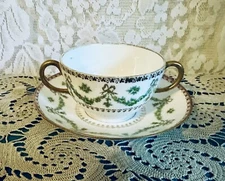GDA French Limoges Charles Field Haviland Limoges Garland Cream Soup with Saucer